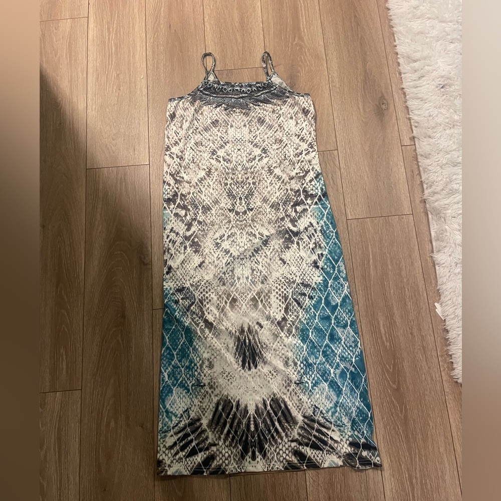 Long multi print summer dress